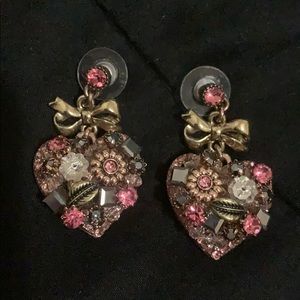 Crystal Heart Betsey Johnson Earrings